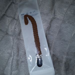 Baby girl boy infant pacifier clip brown color